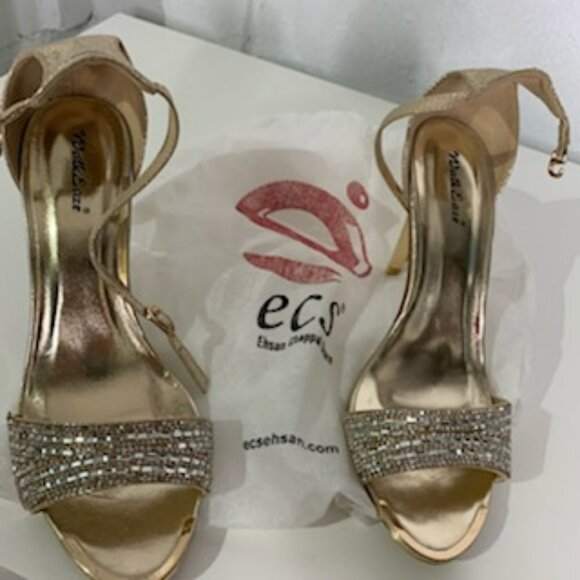 ECS Walk Eaze Golden Fancy Kitten Heels - Size 39 - Picture 12 of 13